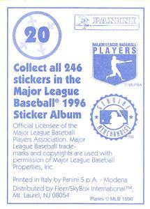 1996 Panini Stickers #20 Tony Tarasco Back