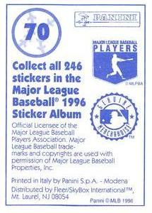 1996 Panini Stickers #70 Pittsburgh Pirates Team Logo Back