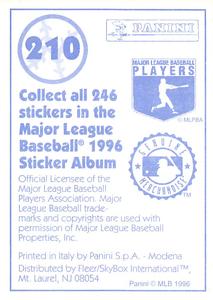 1996 Panini Stickers #210 J.T. Snow Back