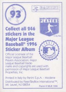 1996 Panini Stickers #93 Los Angeles Dodgers Team Logo Back