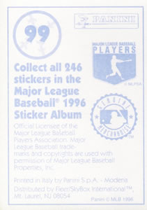 1996 Panini Stickers #99 Trevor Hoffman Back