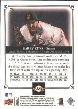 2008 Upper Deck Masterpieces #78 Barry Zito Back