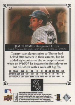 2008 Upper Deck Masterpieces #23 Jim Thome Back