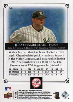 2008 Upper Deck Masterpieces #64 Joba Chamberlain Back