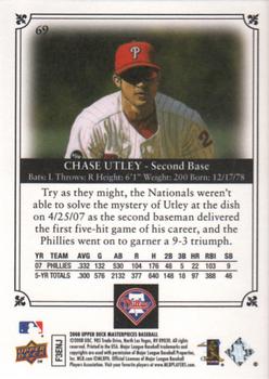 2008 Upper Deck Masterpieces #69 Chase Utley Back