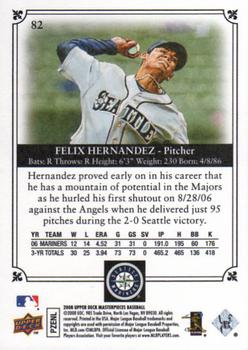 2008 Upper Deck Masterpieces #82 Felix Hernandez Back