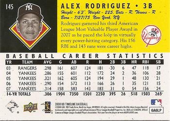 2008 Upper Deck Timeline #145 Alex Rodriguez Back