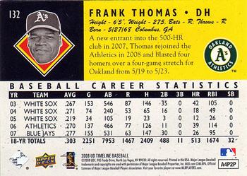 2008 Upper Deck Timeline #132 Frank Thomas Back