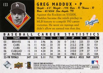 2008 Upper Deck Timeline #133 Greg Maddux Back