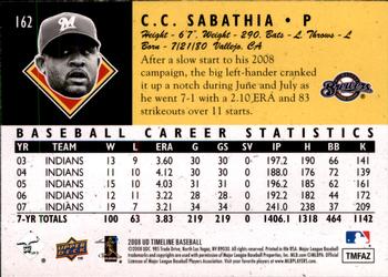 2008 Upper Deck Timeline #39 CC Sabathia Milwaukee Brewers Baseball Card