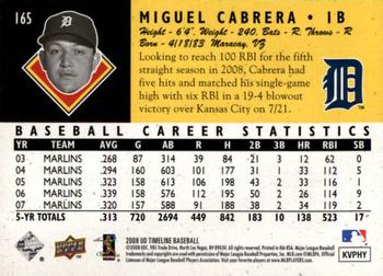 2008 Upper Deck Timeline #165 Miguel Cabrera Back