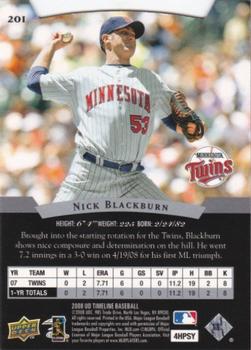 2008 Upper Deck Timeline #201 Nick Blackburn Back