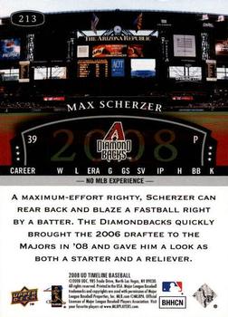 2008 Upper Deck Timeline #213 Max Scherzer Back