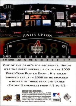 2008 Upper Deck Timeline #215 Justin Upton Back