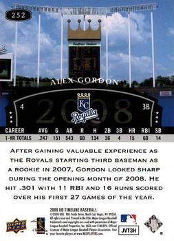 2008 Upper Deck Timeline #252 Alex Gordon Back