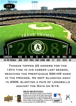 2008 Upper Deck Timeline #281 Frank Thomas Back