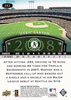 2008 Upper Deck Timeline #282 Daric Barton Back