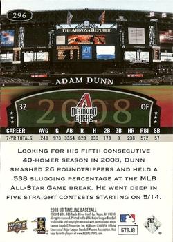 2008 Upper Deck Timeline #296 Adam Dunn Back