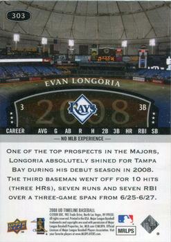 2008 Upper Deck Timeline #303 Evan Longoria Back