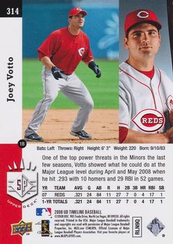 2008 Upper Deck Timeline #314 Joey Votto Back