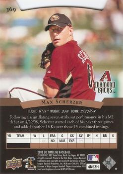 2008 Upper Deck Timeline #369 Max Scherzer Back