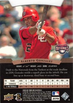 2008 Upper Deck Timeline #373 Alberto Gonzalez Back