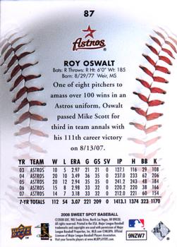 2008 Upper Deck Sweet Spot #87 Roy Oswalt Back