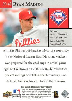 2008 Upper Deck World Series Philadelphia Phillies Box Set #PP-40 Ryan Madson Back