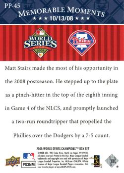 2008 Upper Deck World Series Philadelphia Phillies Box Set #PP-45 Matt Stairs Back