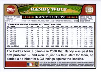 2008 Topps Updates & Highlights #UH61 Randy Wolf Back