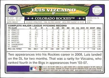 2008 Topps Updates & Highlights #UH175 Luis Vizcaino Back