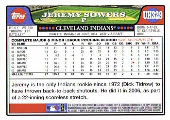 2008 Topps Updates & Highlights #UH329 Jeremy Sowers Back