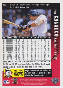 1997 Collector's Choice #45 Jose Canseco Back