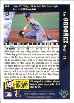 1997 Collector's Choice #167 Rey Ordonez Back