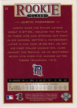 1997 Collector's Choice #21 Justin Thompson Back
