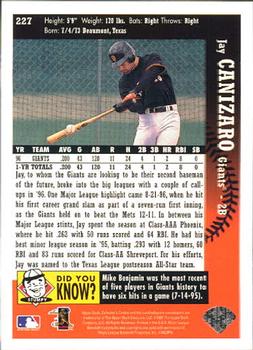 1997 Collector's Choice #227 Jay Canizaro Back
