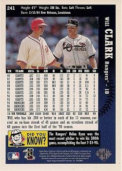 1997 Collector's Choice #241 Will Clark Back