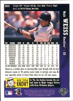 1997 Collector's Choice #323 Walt Weiss Back