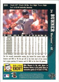 1997 Collector's Choice #333 Jay Buhner Back