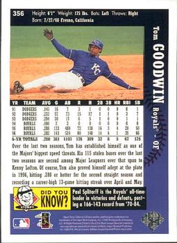 1997 Collector's Choice #356 Tom Goodwin Back