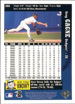 1997 Collector's Choice #366 Greg Gagne Back
