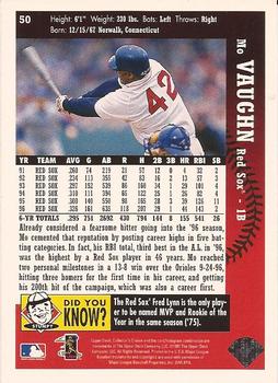 1997 Collector's Choice #50 Mo Vaughn Back