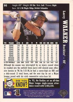 1997 Collector's Choice #98 Larry Walker Back