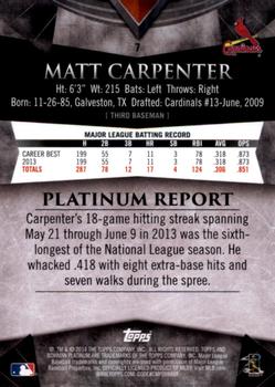 2014 Bowman Platinum #7 Matt Carpenter Back