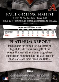 2014 Bowman Platinum #10 Paul Goldschmidt Back
