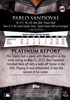 2014 Bowman Platinum #32 Pablo Sandoval Back