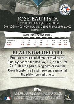 2014 Bowman Platinum #33 Jose Bautista Back