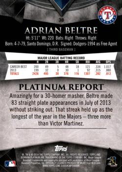 2014 Bowman Platinum #38 Adrian Beltre Back
