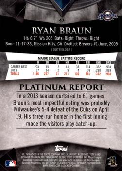 2014 Bowman Platinum #47 Ryan Braun Back