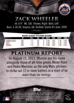 2014 Bowman Platinum #59 Zack Wheeler Back